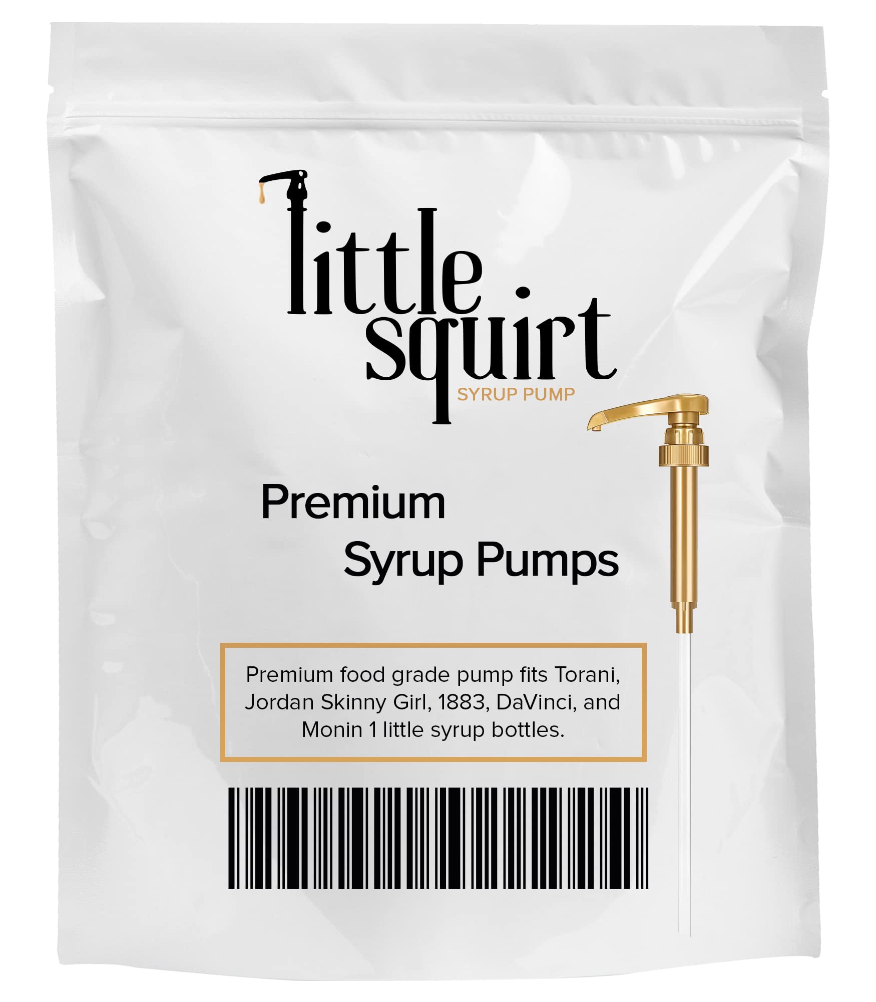 1-Pack Gold Coffee Syrup Pump Dispenser - Fits 750ml Syrup Bottles - Reusable Pump for Flavored Coffee, Tea, Beverages